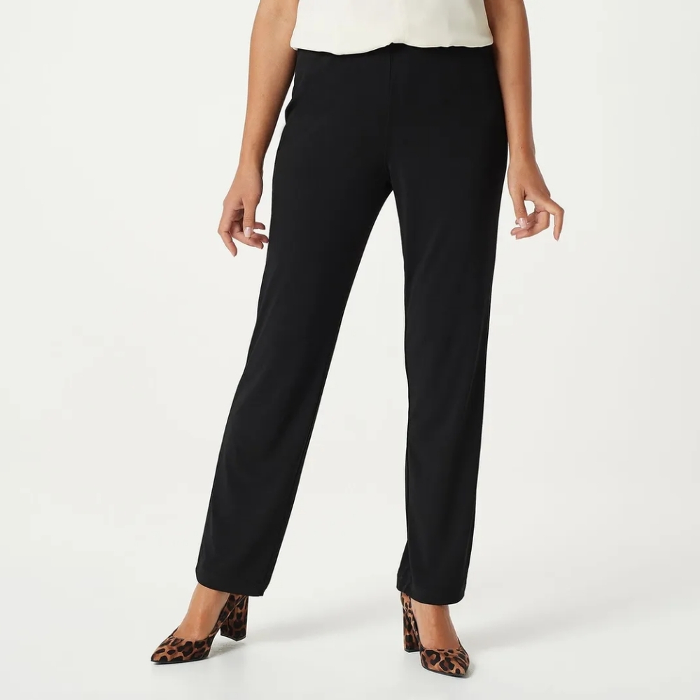 Susan Graver Women's Pants Sz XL Essentials Liquid Knit Straight Black A228083